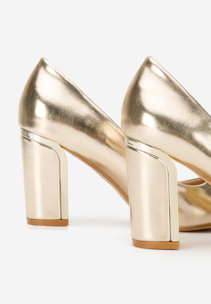 Zlaté lodičky na hrubom opätku Geoana