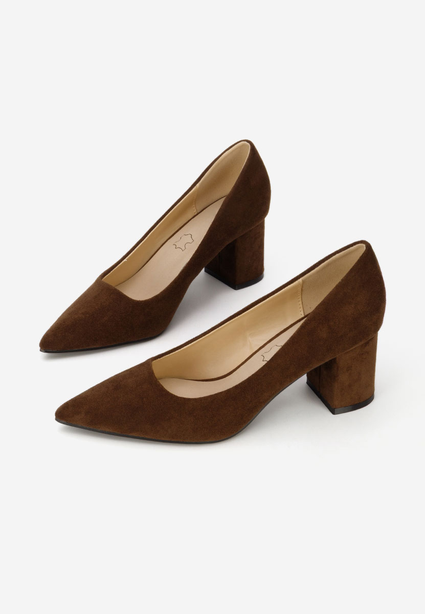 Hnedé lodičky na hrubom opätku Jolenia