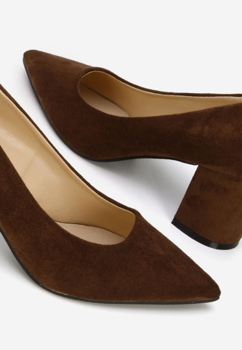 Hnedé lodičky na hrubom opätku Jolenia