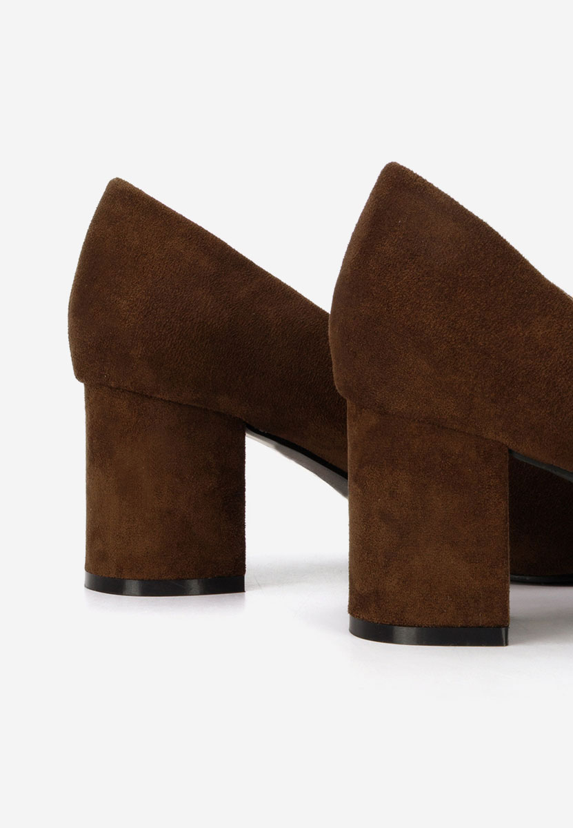 Hnedé lodičky na hrubom opätku Jolenia