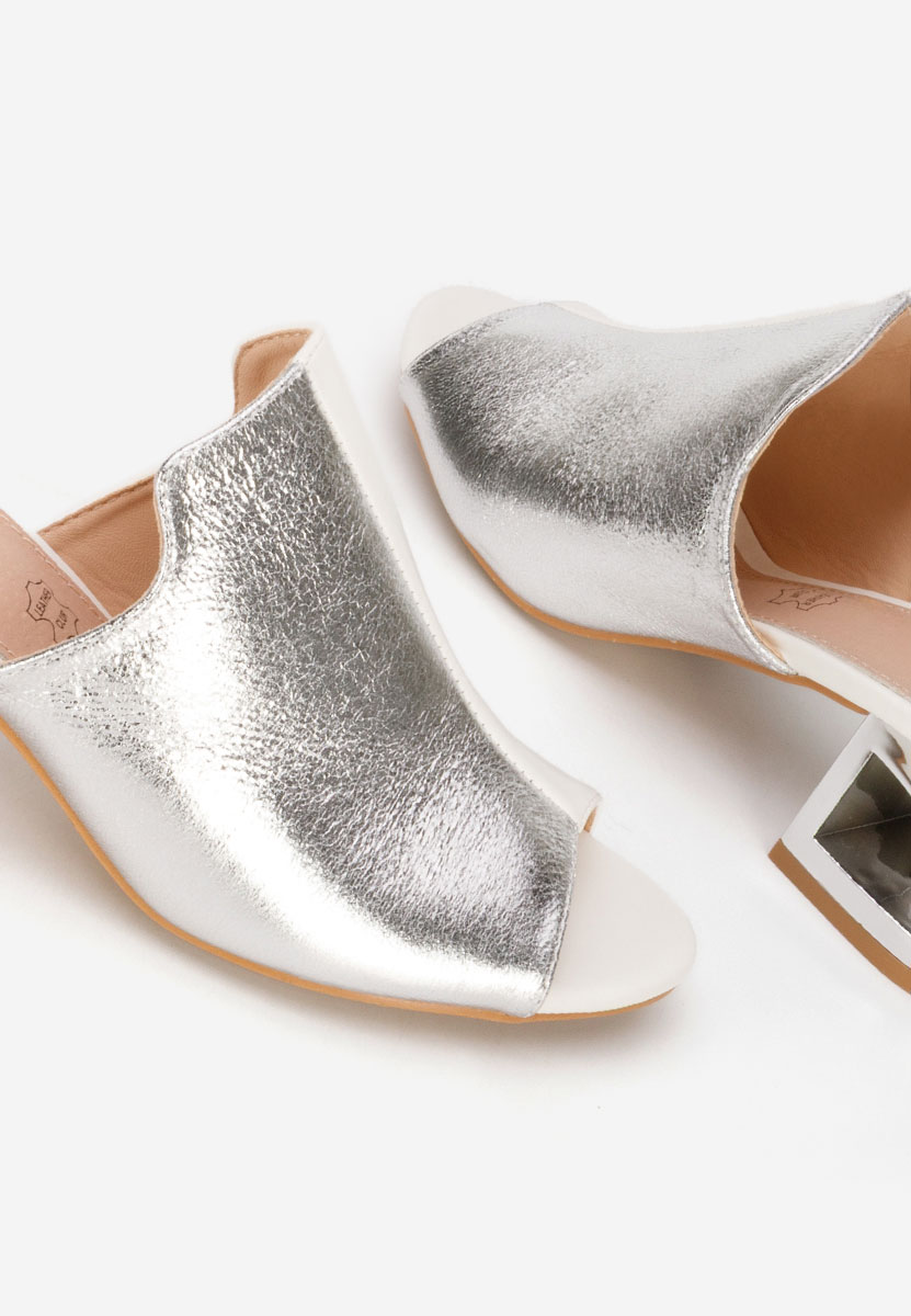 Biele šľapky na opätku Floriana V2