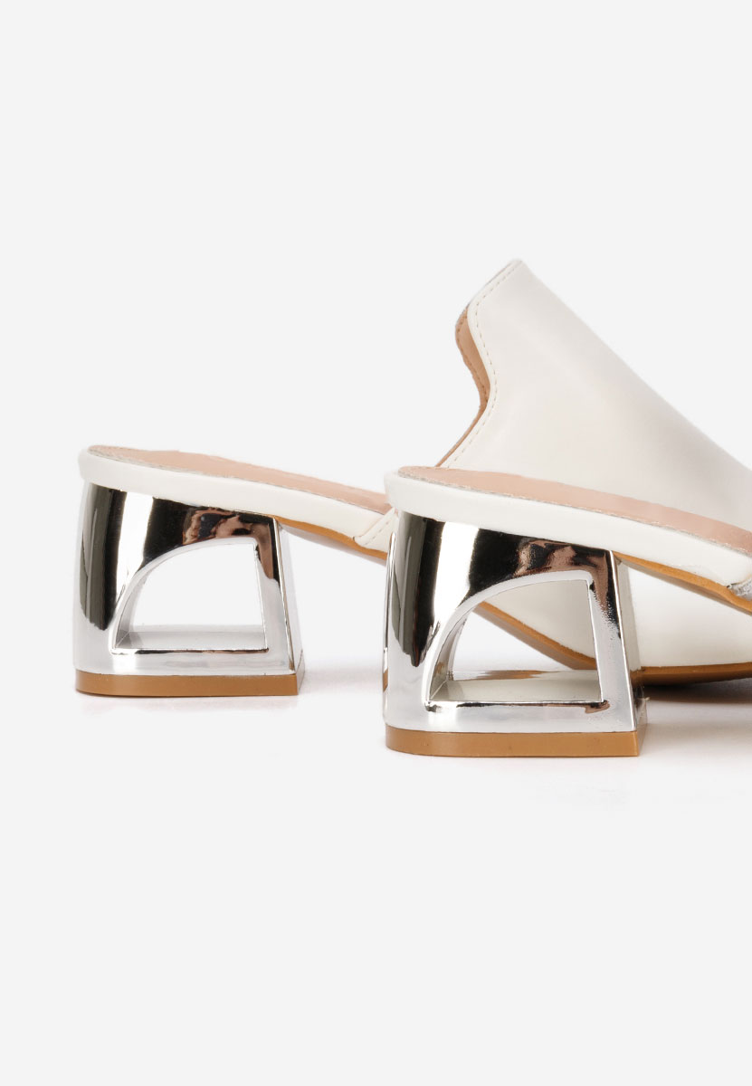 Biele šľapky na opätku Floriana V2