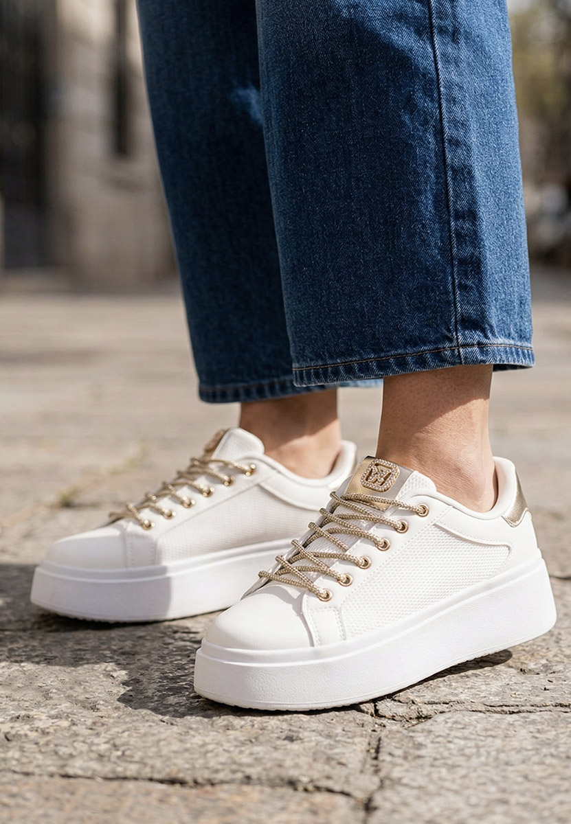 Biele dámske tenisky na platforme Shauna