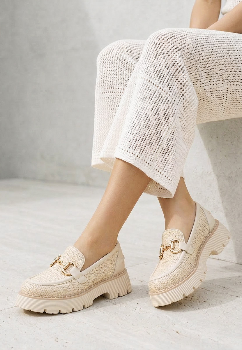 Béžové kožené mokasíny dámske Yolandia