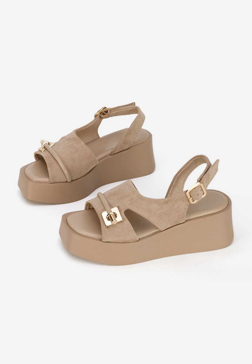 Khaki sandále na platforme Levy