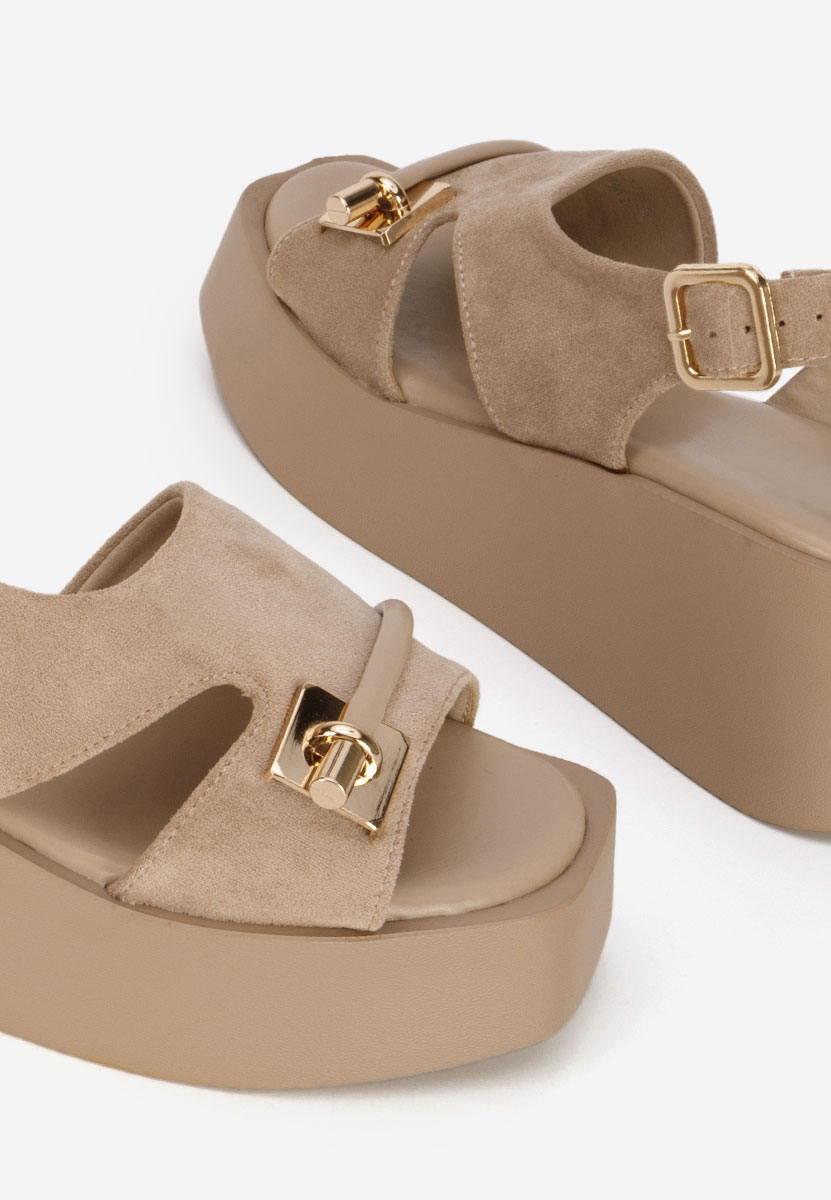 Khaki sandále na platforme Levy