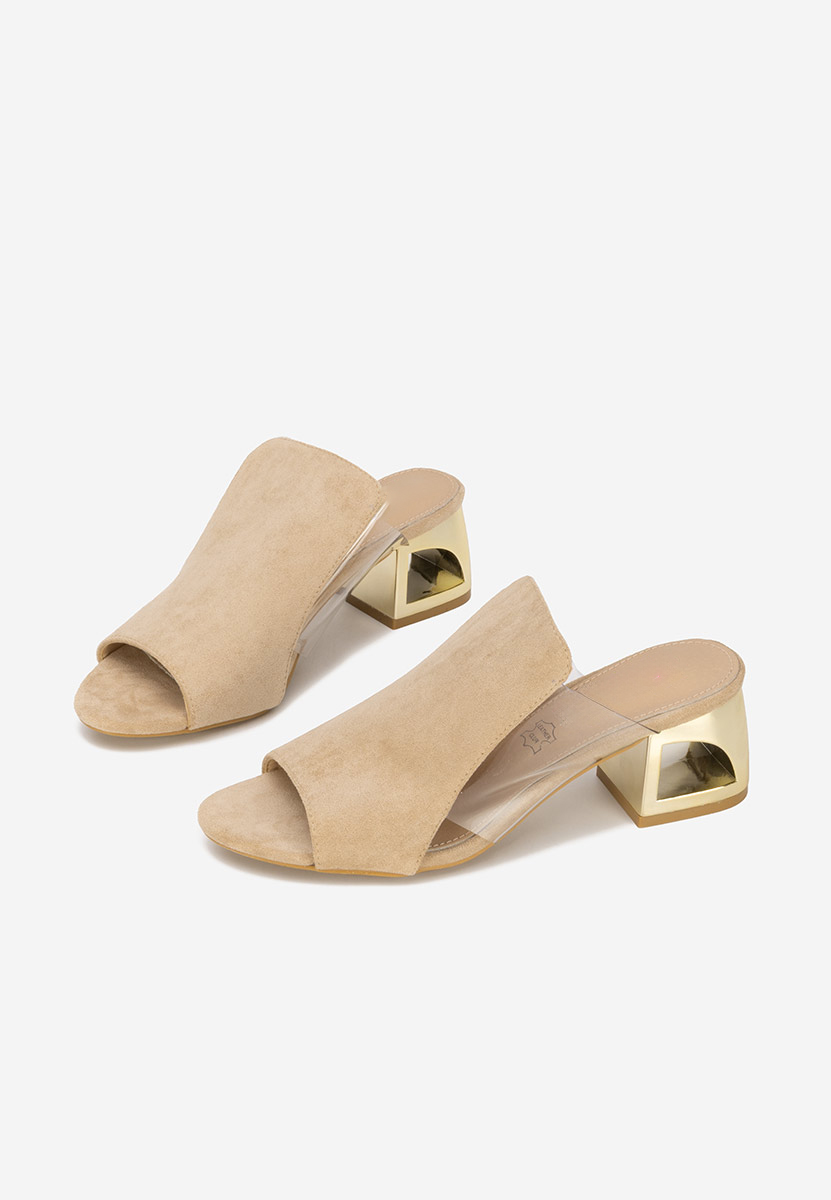 Béžové šľapky na opätku Floriana