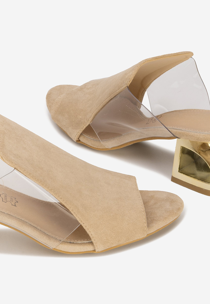 Béžové šľapky na opätku Floriana