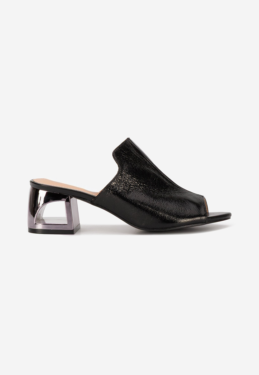 Čierne šľapky na opätku Floriana V2