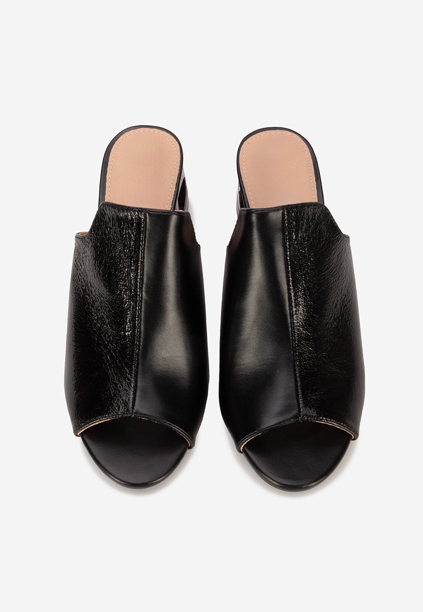 Čierne šľapky na opätku Floriana V2