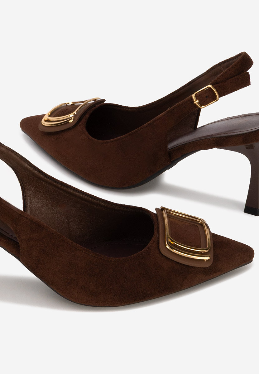 Hnedé lodičky s otvorenou pätou Cristelia