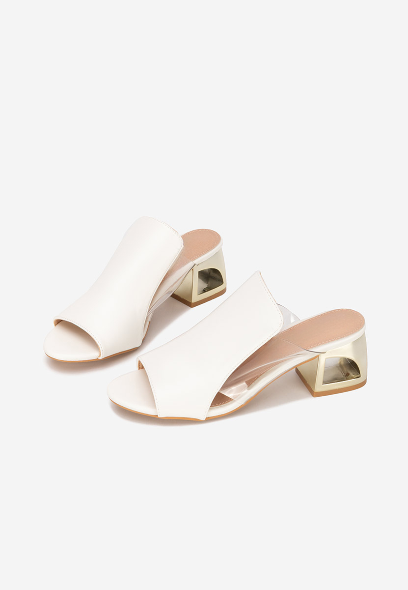 Biele šľapky na opätku Floriana