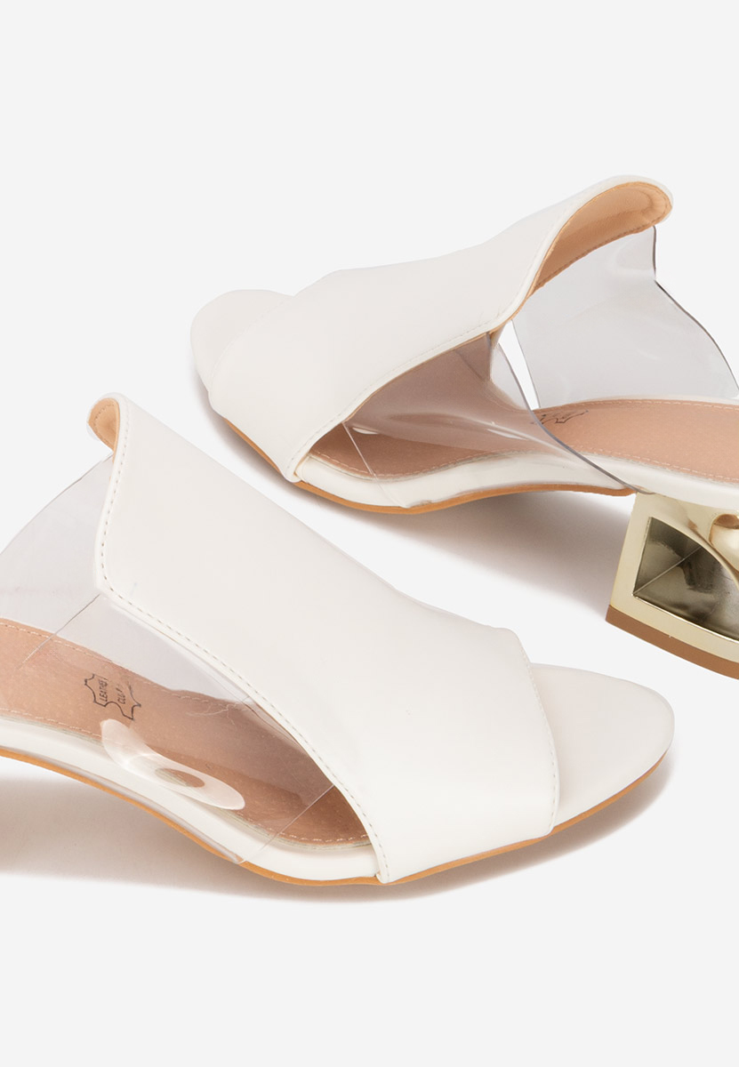 Biele šľapky na opätku Floriana