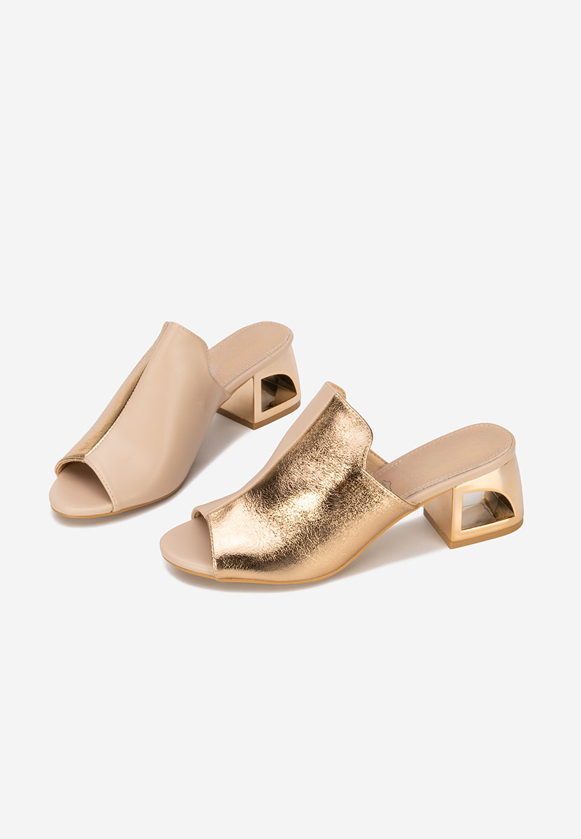 Nude šľapky na opätku Floriana V2