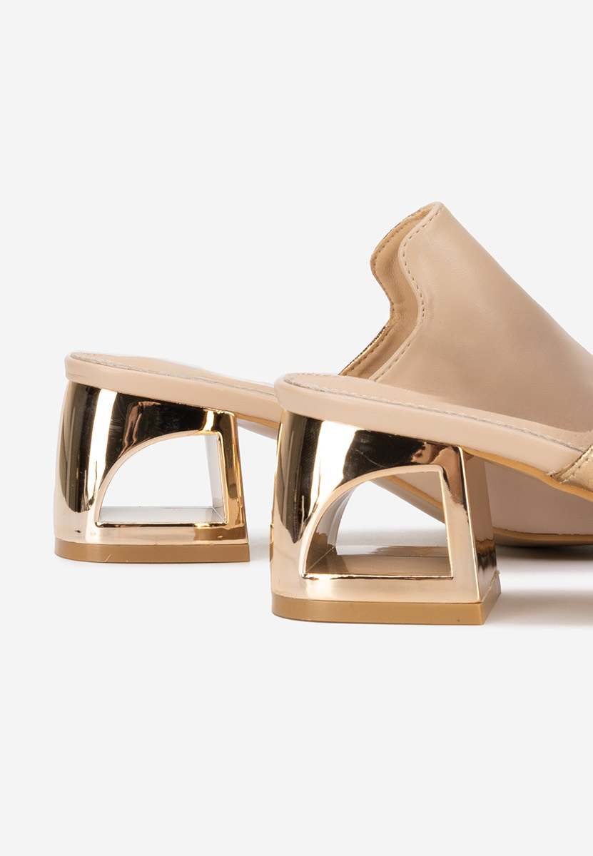 Nude šľapky na opätku Floriana V2