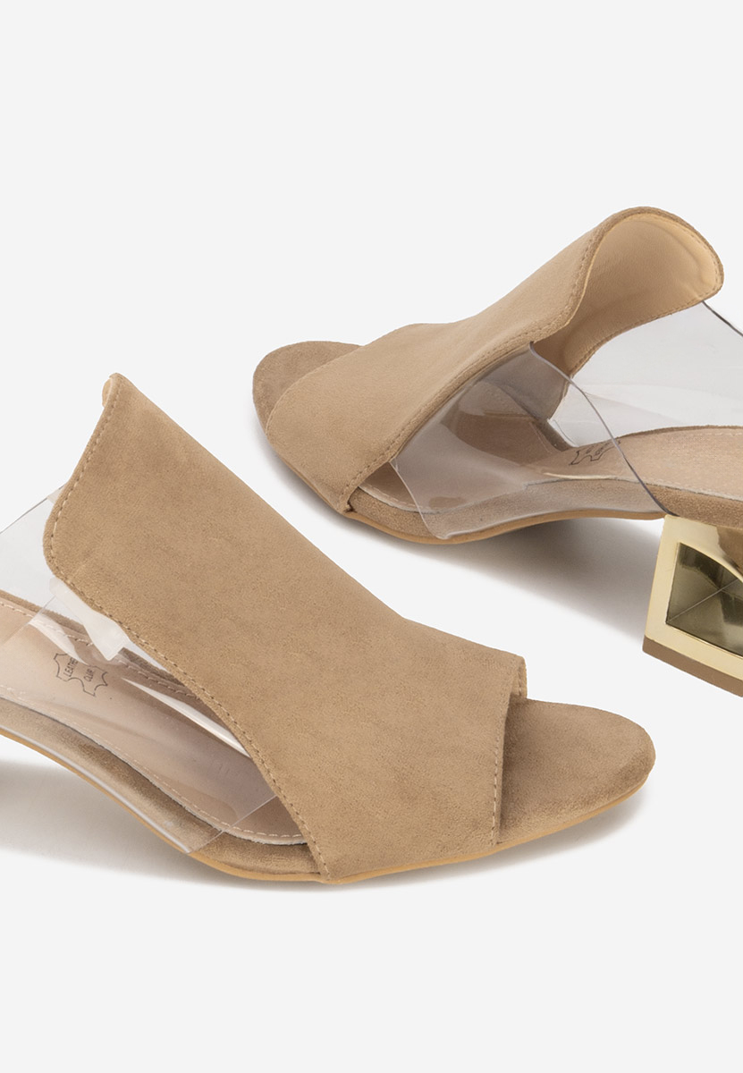 Khaki šľapky na opätku Floriana