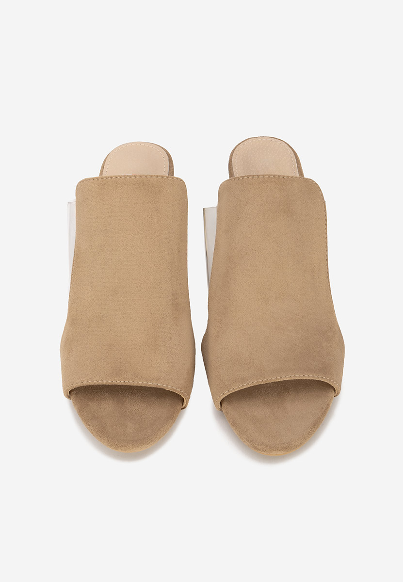 Khaki šľapky na opätku Floriana