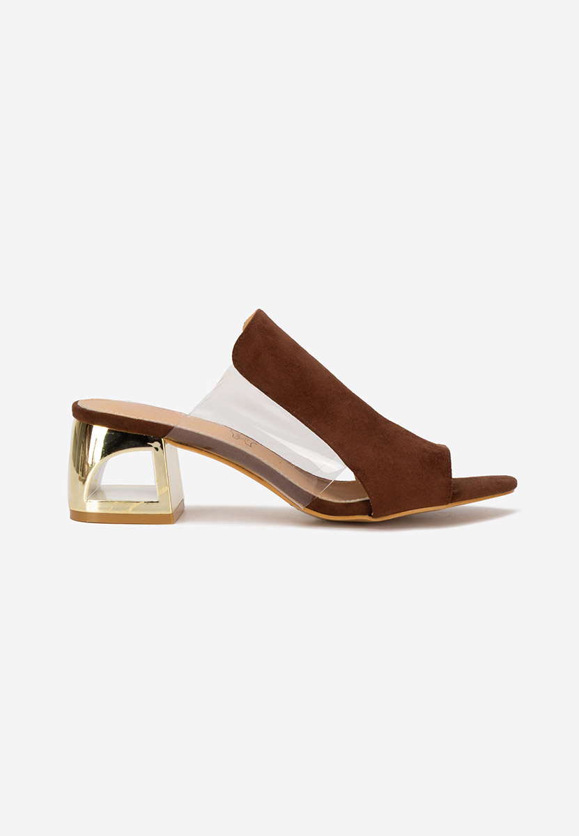 Hnedé šľapky na opätku Floriana