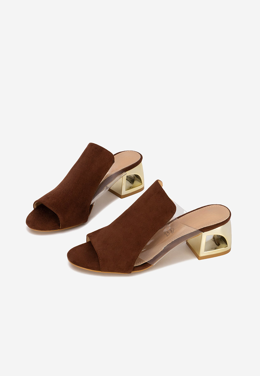 Hnedé šľapky na opätku Floriana