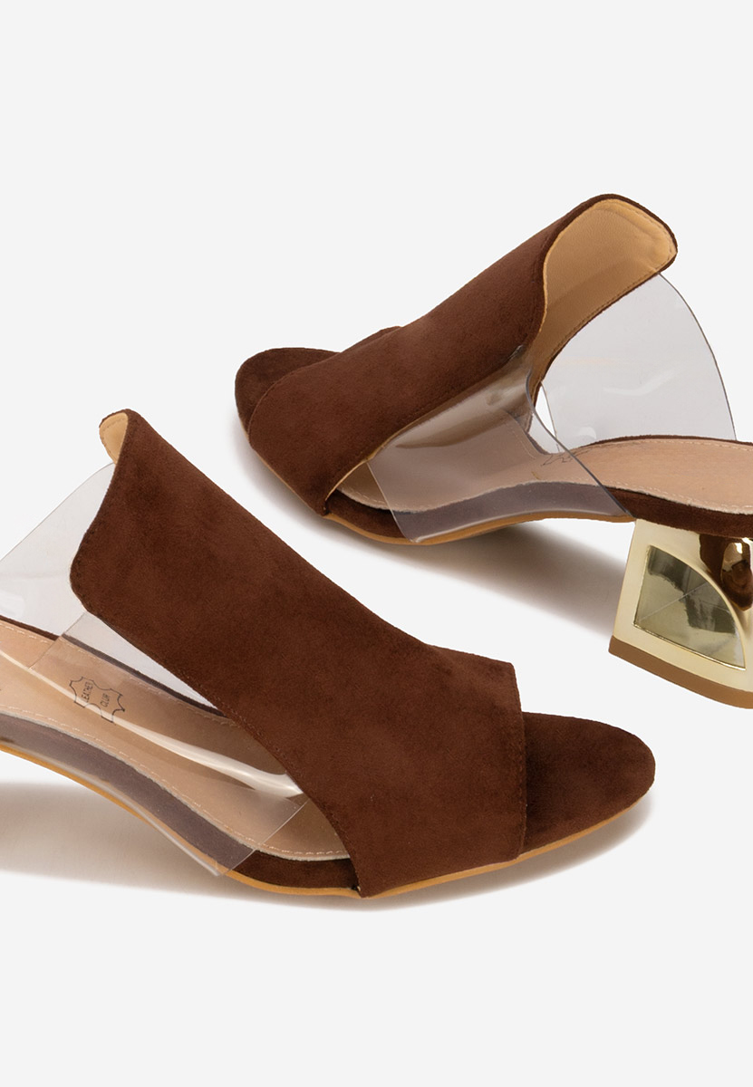 Hnedé šľapky na opätku Floriana