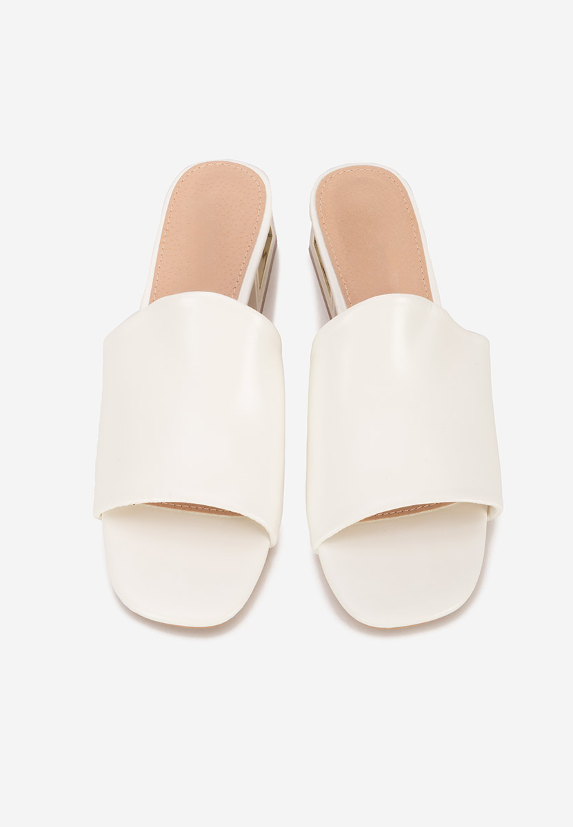 Biele šľapky na opätku Alesandria