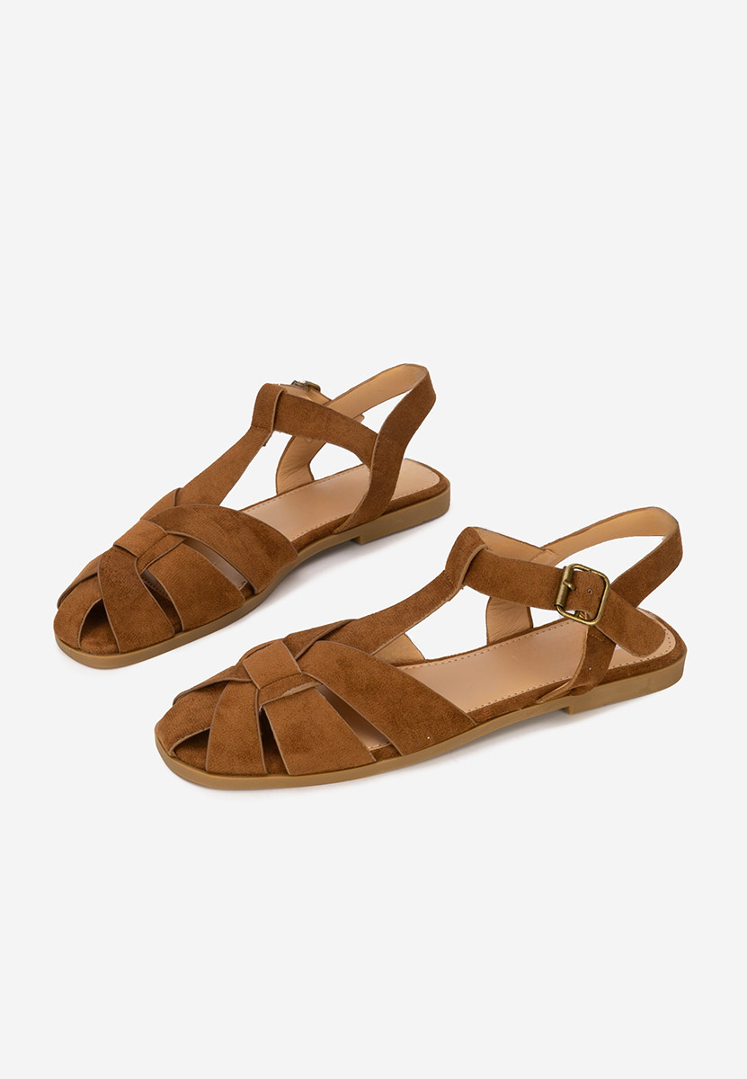 Hnedé dámske nízke sandále Simena