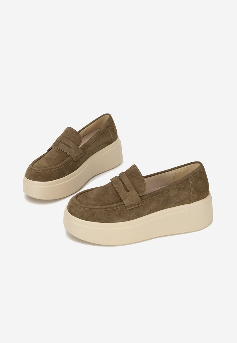 Zelené dámske mokasíny na platforme Herminia