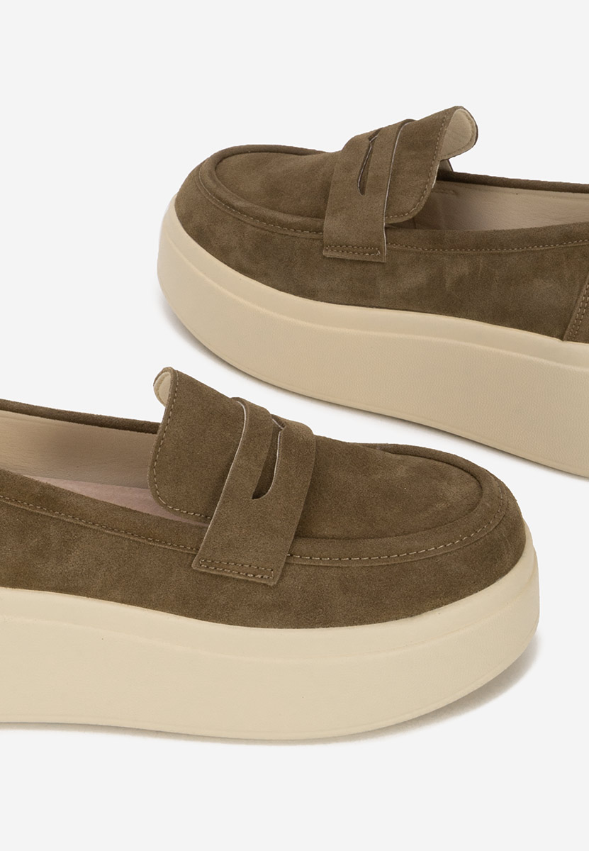 Zelené dámske mokasíny na platforme Herminia