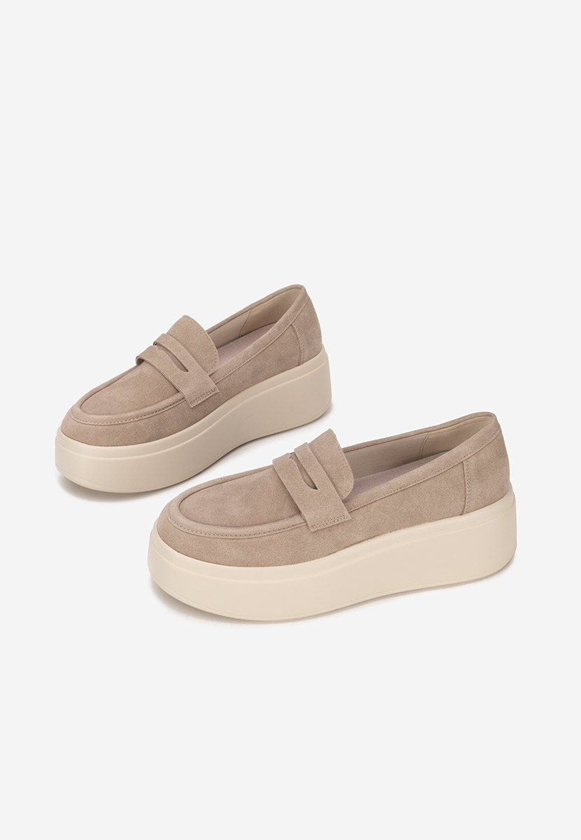 Khaki dámske mokasíny na platforme Herminia