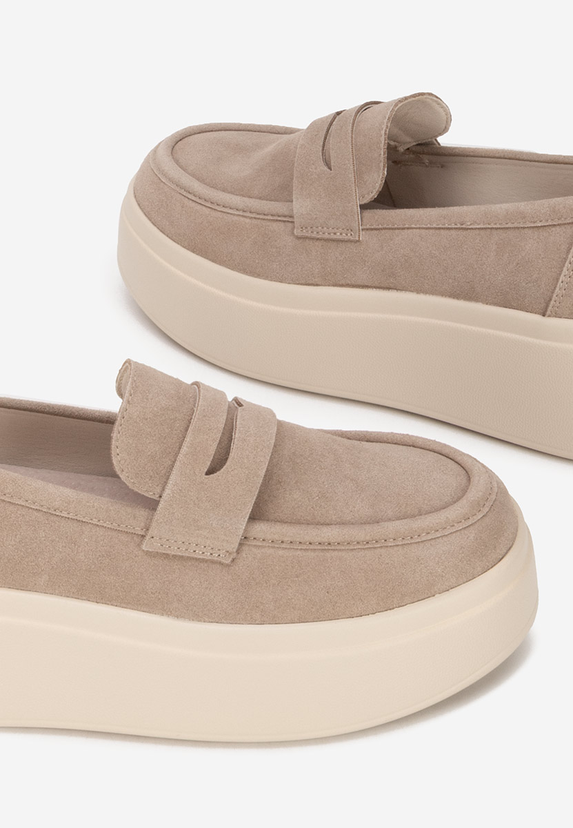 Khaki dámske mokasíny na platforme Herminia