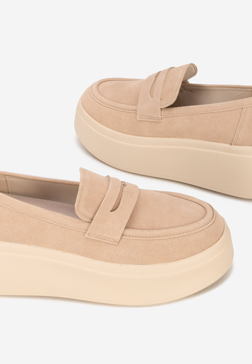 Béžové dámske mokasíny na platforme Herminia