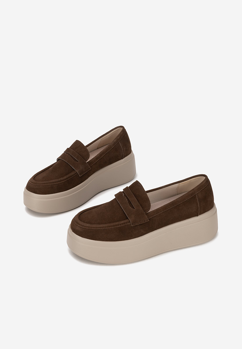 Hnedé dámske mokasíny na platforme Herminia