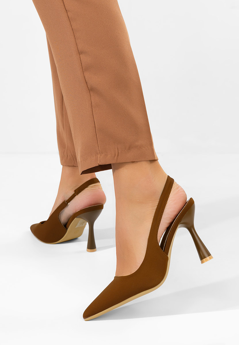 Hnedé lodičky s otvorenou pätou Anabela