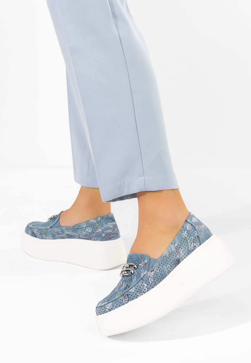 Modré kožené mokasíny dámske Brinleya