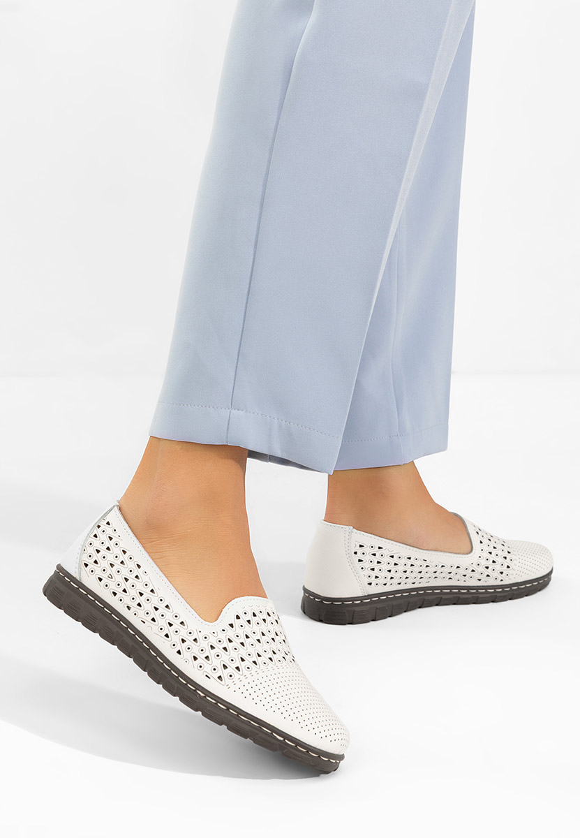 Biele kožené balerínky Kerensa