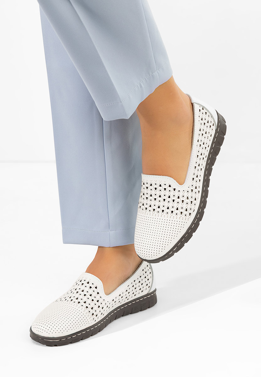 Biele kožené balerínky Kerensa