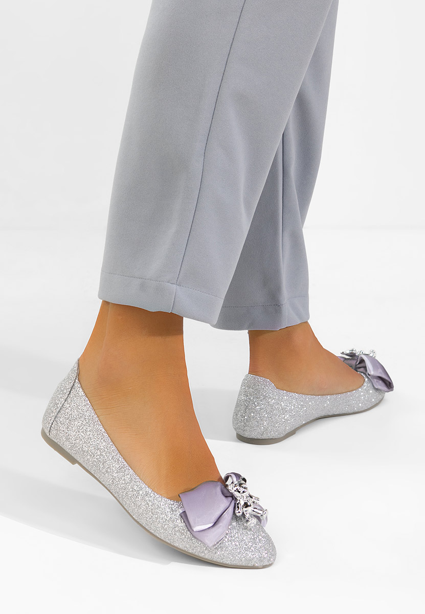 Strieborné elegantne balerinky Adelyma