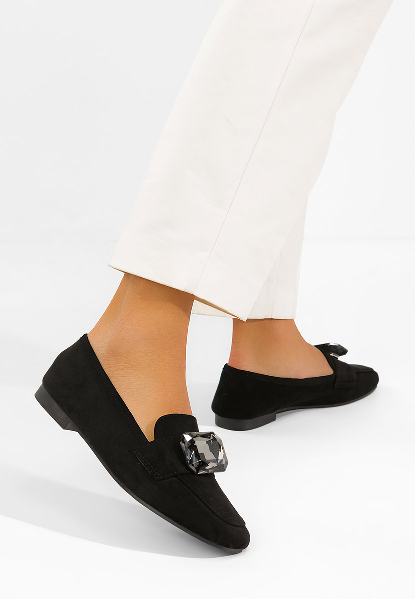 Čierne kožené mokasíny dámske Olimia