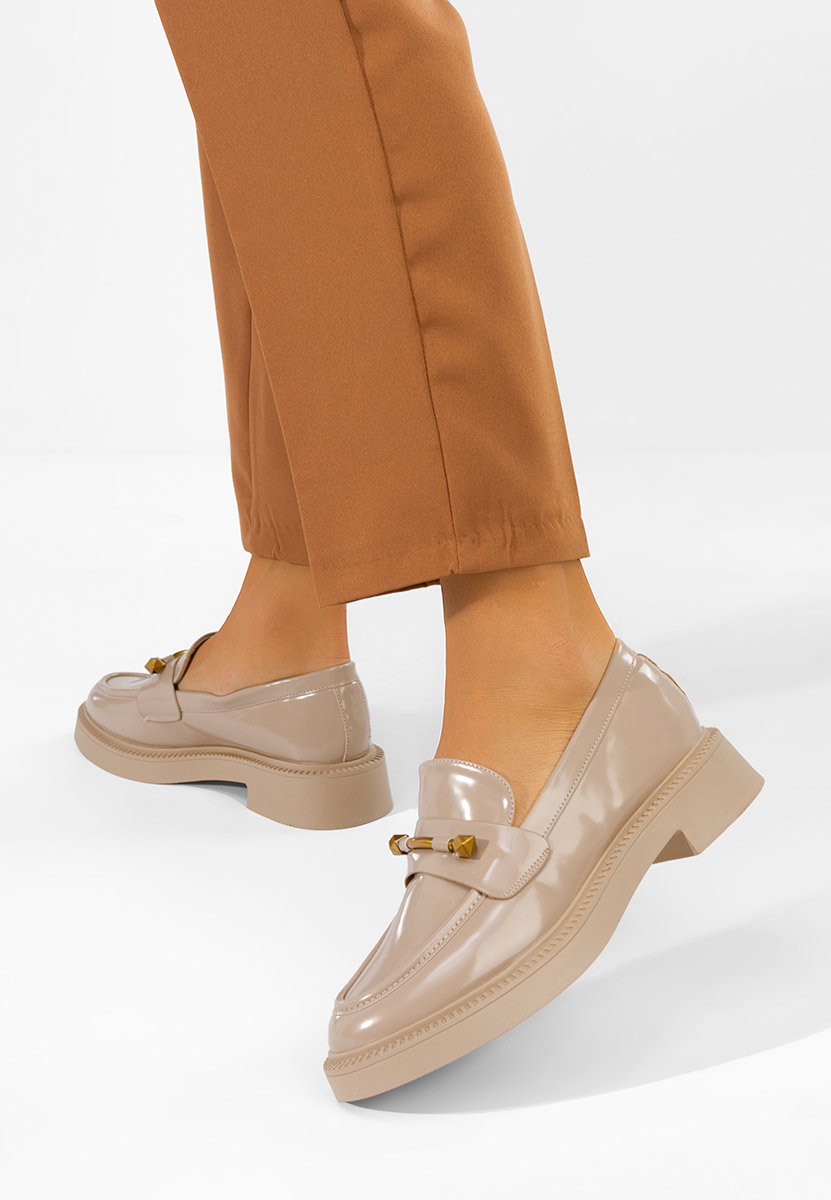Béžové lakované mokasíny dámske Letissia