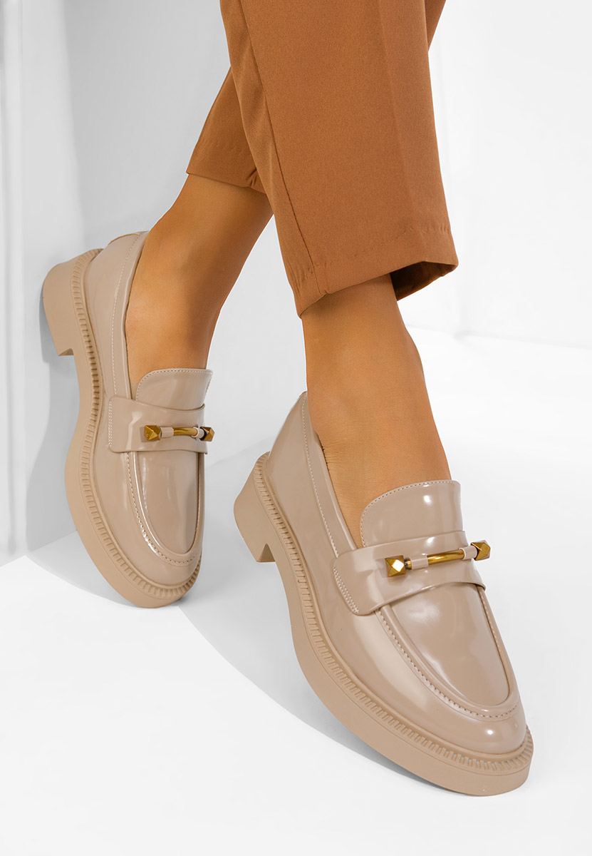 Béžové lakované mokasíny dámske Letissia