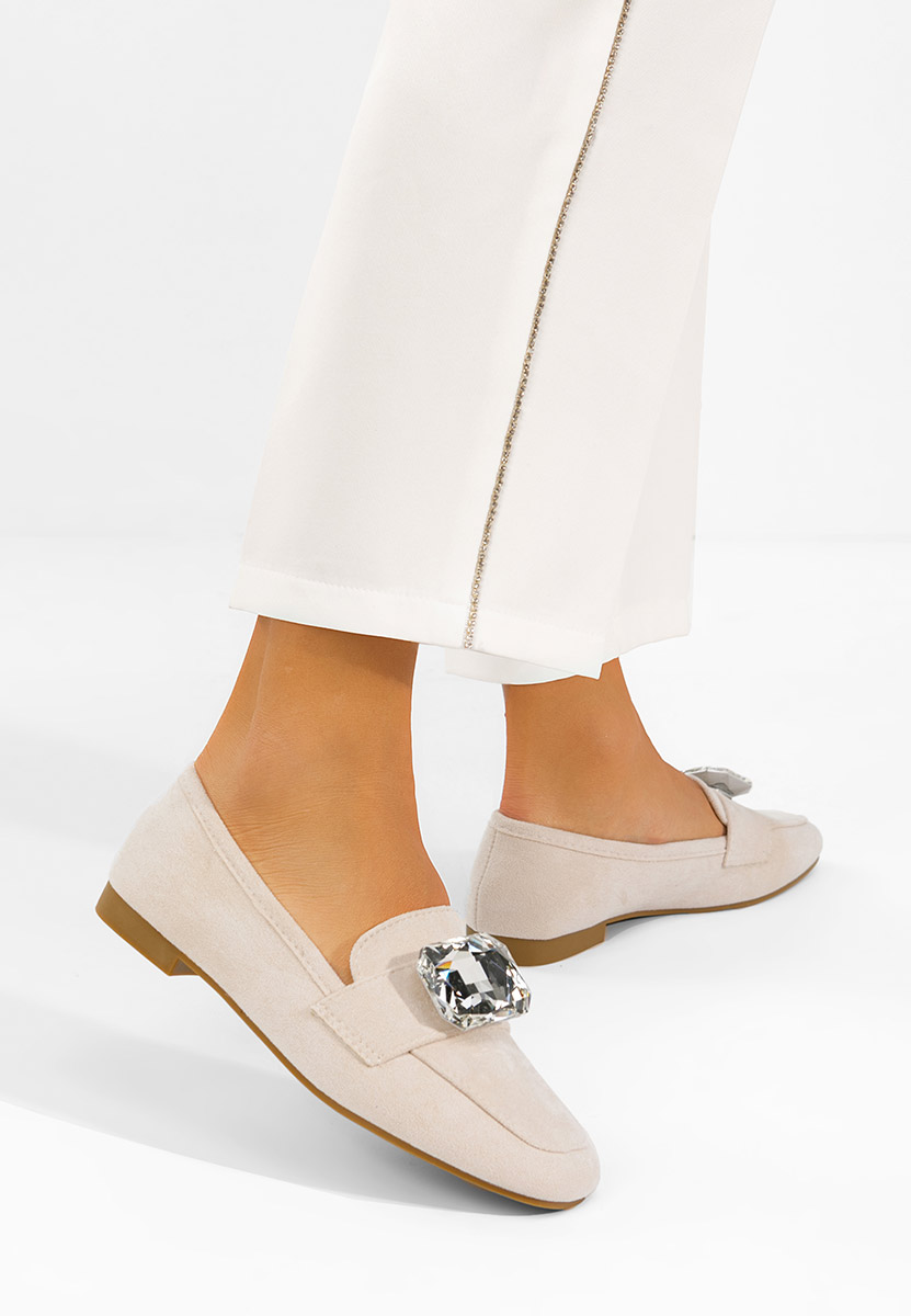 Béžové kožené mokasíny dámske Olimia