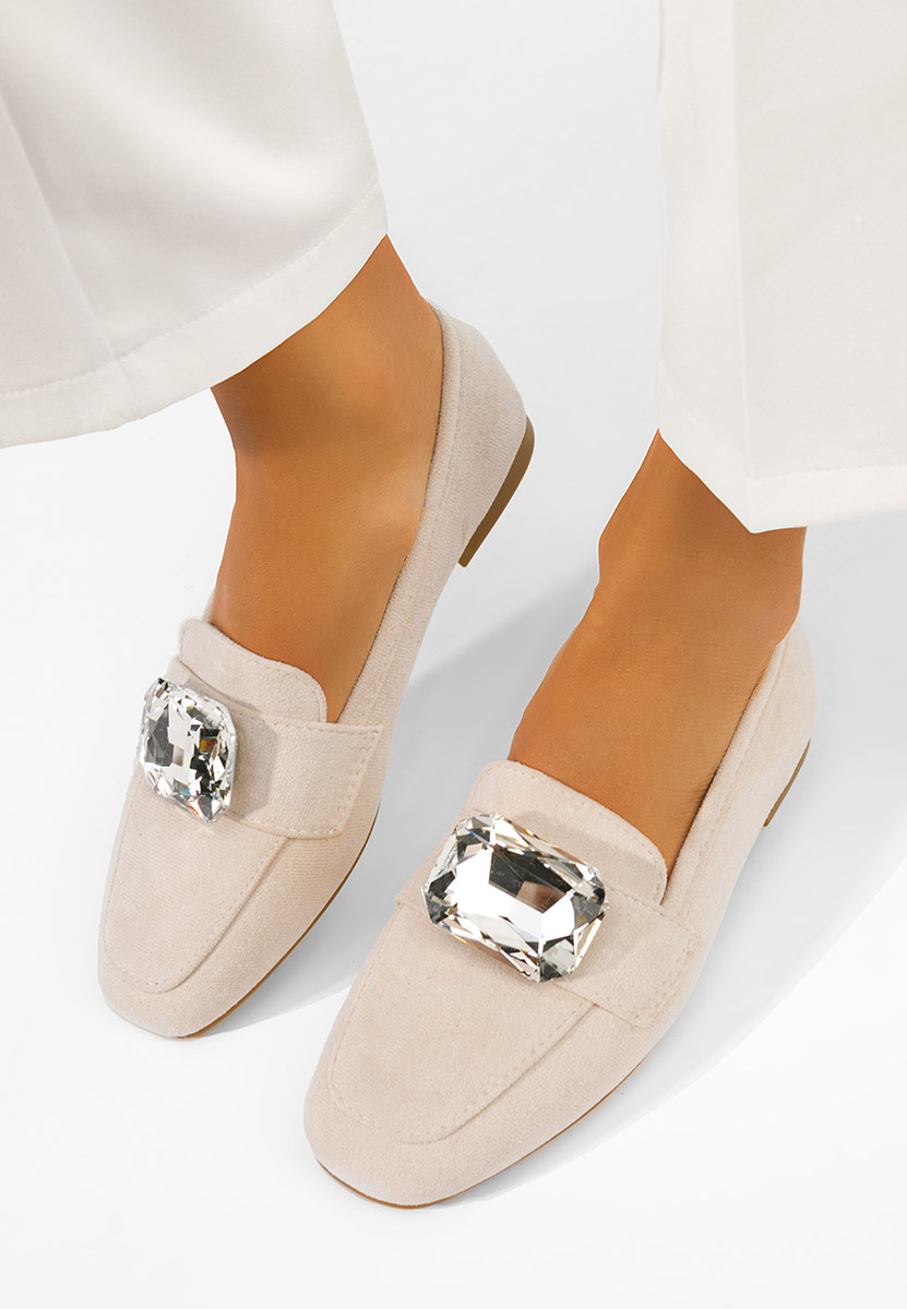 Béžové kožené mokasíny dámske Olimia