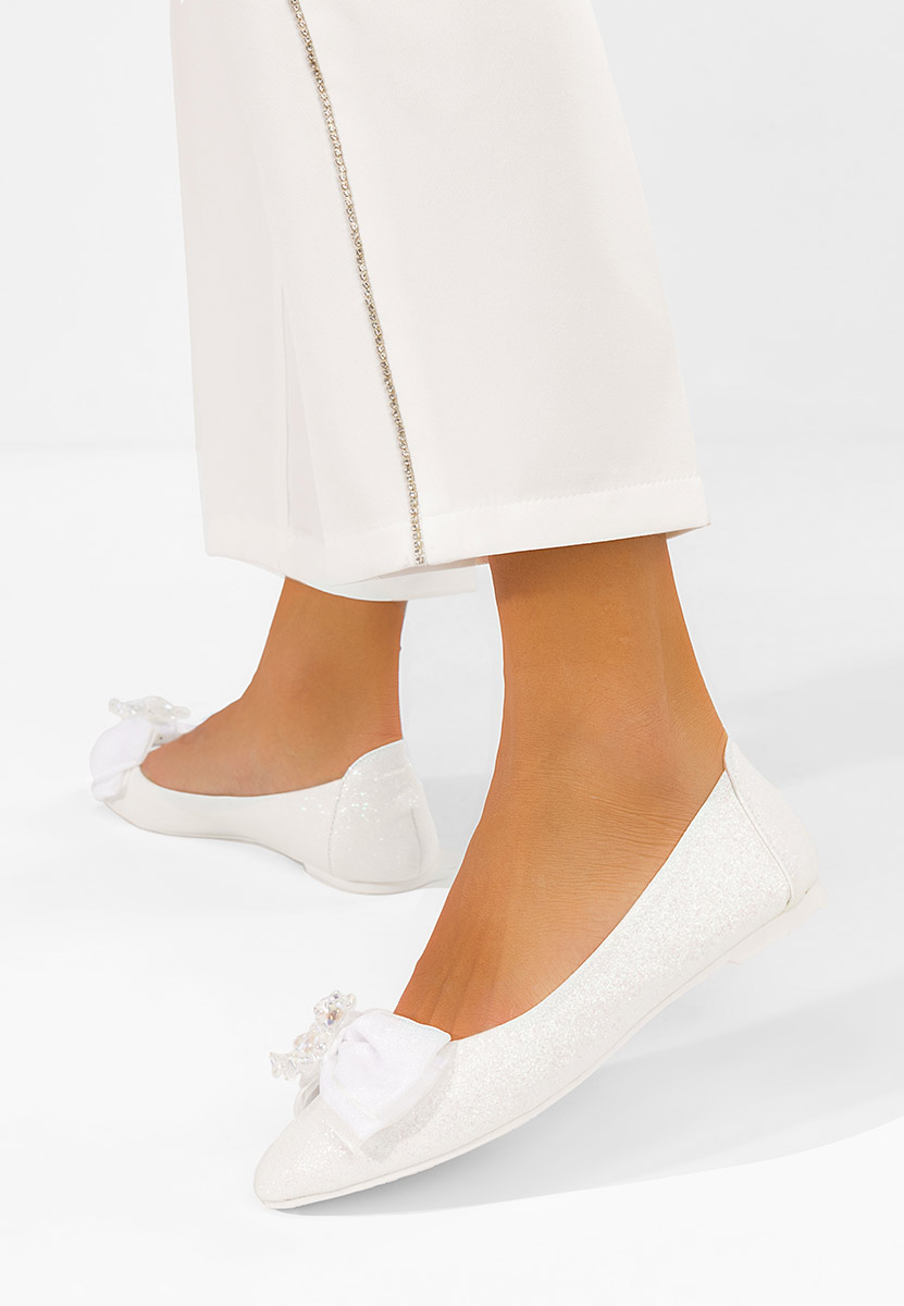 Biele elegantne balerinky Adelyma