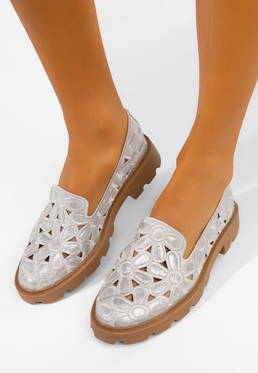 Strieborné dámske poltopánky Sorika