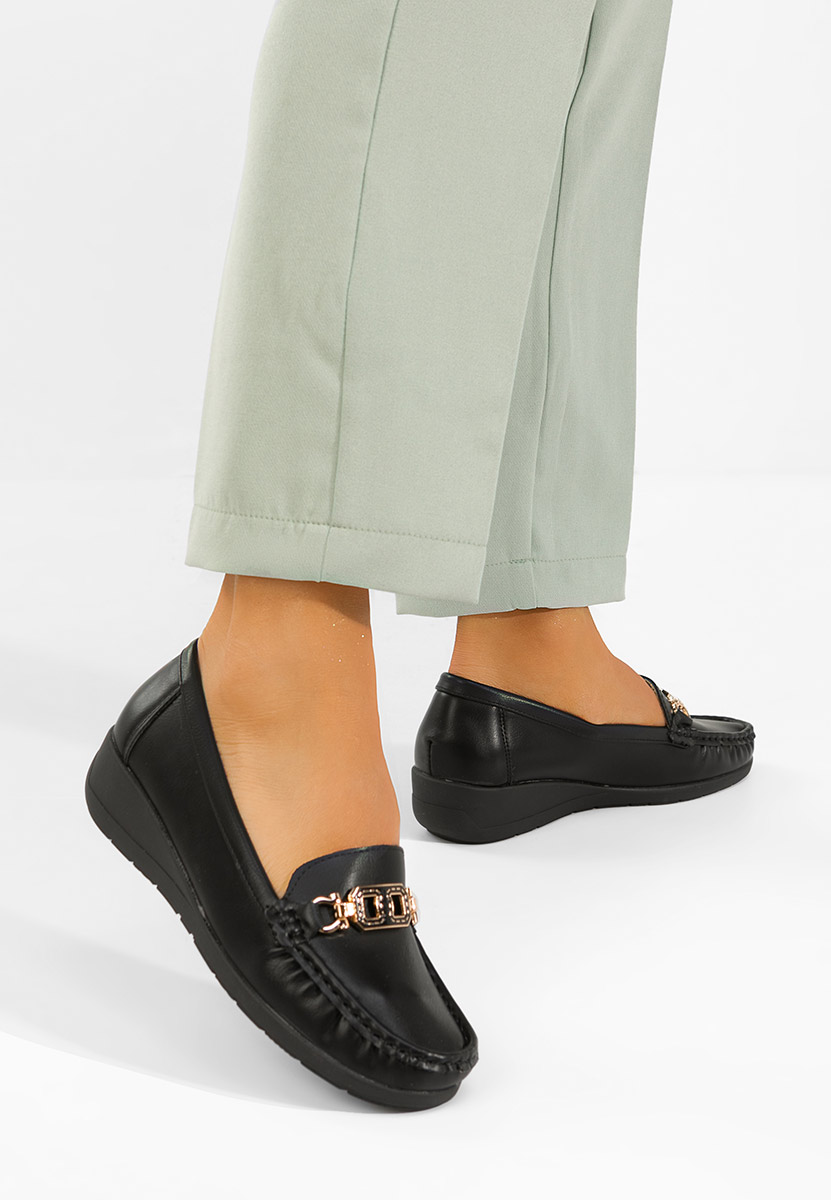 Čierne mokasíny dámske Varalia
