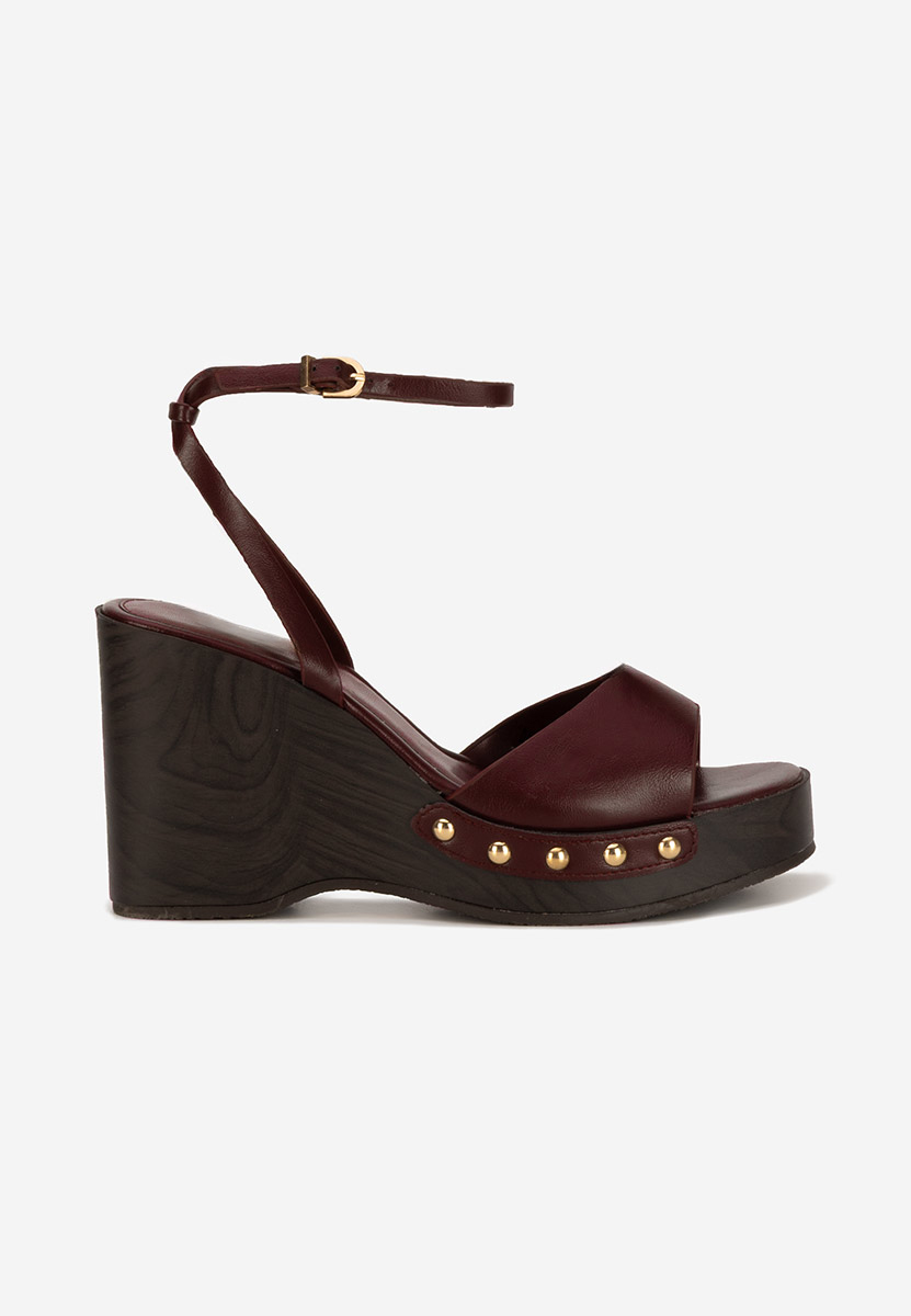 Bordové sandále na klinovom opatku Mirya