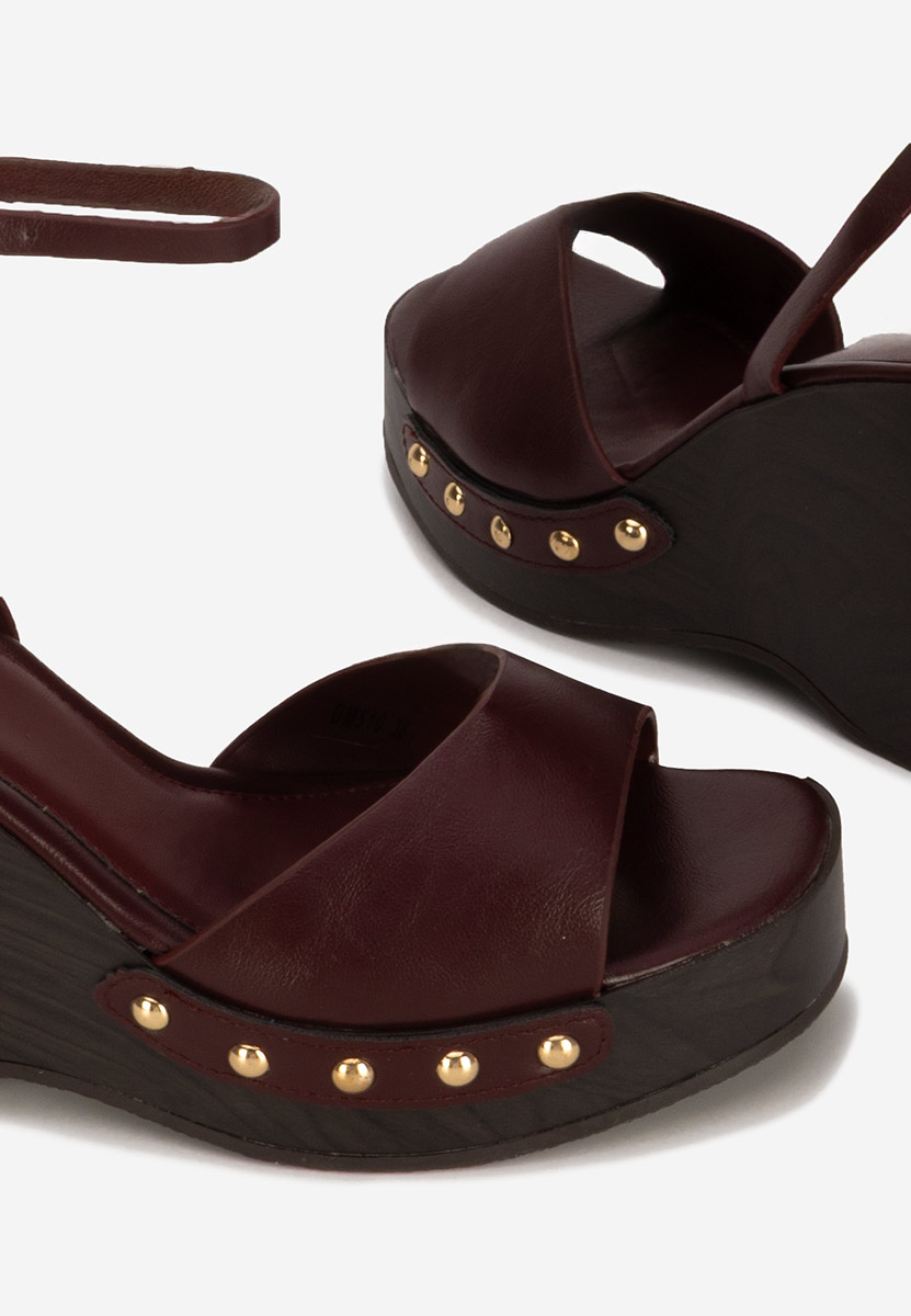 Bordové sandále na klinovom opatku Mirya