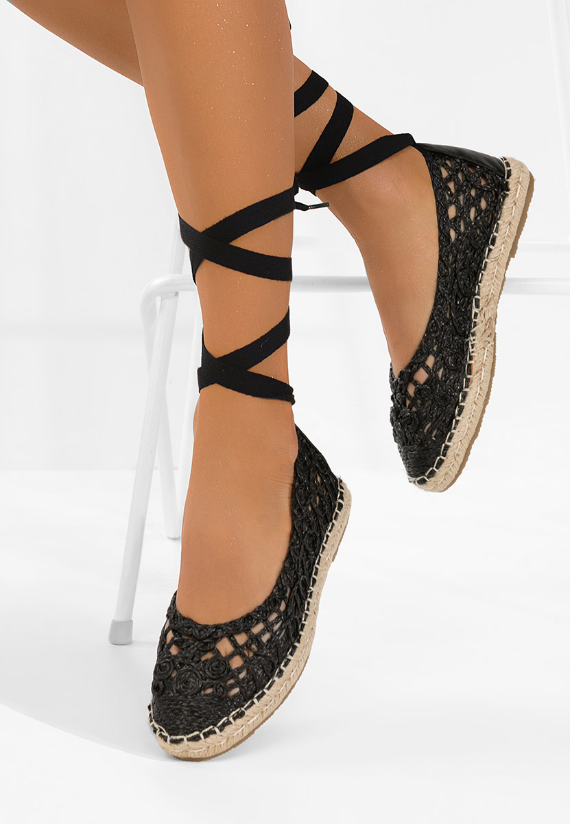 E-shop Čierne snurovacie espadrilky Kaddeia