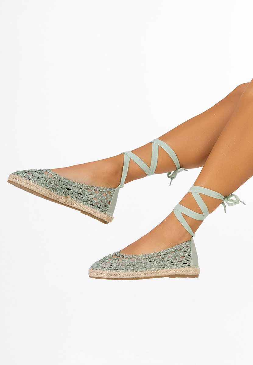 E-shop Zelené snurovacie espadrilky Kaddeia