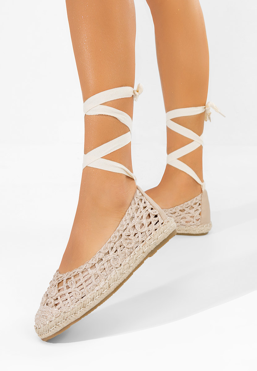 E-shop Béžové snurovacie espadrilky Kaddeia